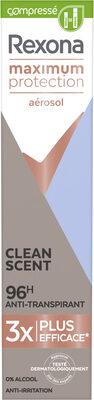 Rexona Déodorant Aérosol Compressé Femme Anti-Transpirant Maximum Protection 96H Clean Scent 100ml