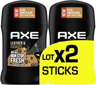 AXE Déodorant Homme Stick Collision Cuir & Cookies 48 h Non-Stop Frais Lot 2x50ml