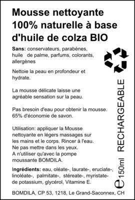 Mousse nettoyante 100% naturelle à base d'huile de colza bio