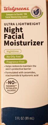 Ultra lightweight night facial moisturizer