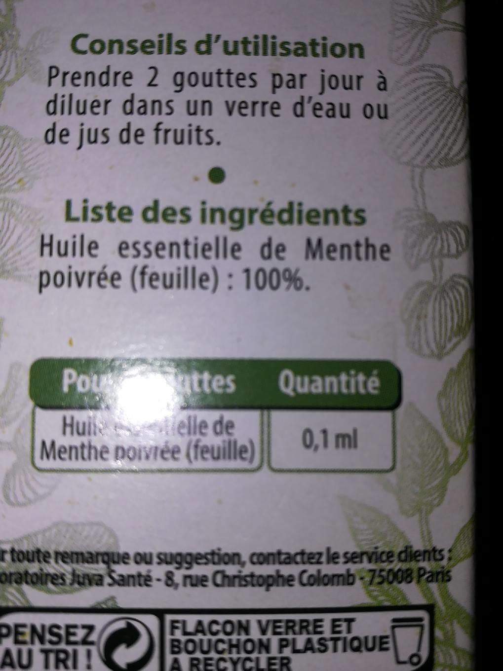 Juvamine Huile Essentielle Menthe Poivrée. FL 10ML