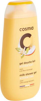 Cosmia gel douche lait hydratant a la fleur d'oranger pour adultes et enfants de plus de 3 ans en flacon