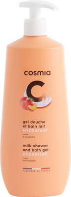 Cosmia gel douche et bain lait hydratant a la peche