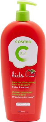 KIDS 3 EN 1 DOUCHE SHAMPOING BAIN MOUSSANT FRAISE et CERISE