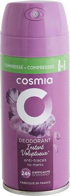 efficacité 24h, anti-traces, fabriqué en France, *parfum de synthèse et Une réduction d'emballage pour autant d'utilisations qu'un format 200ml.