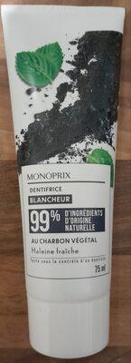 Dentifrice blancheur au charbon végétal
