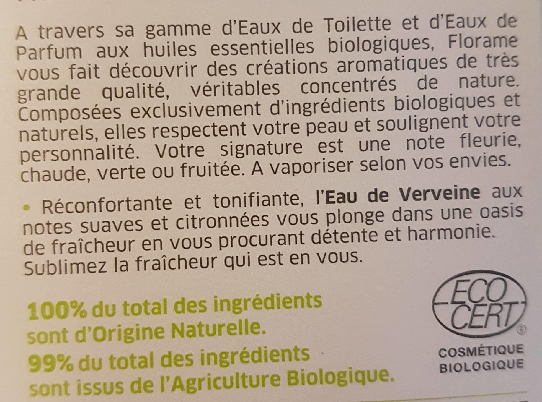 Eau De Toilette Verveine Pétillante Bio - 100 ML - Florame