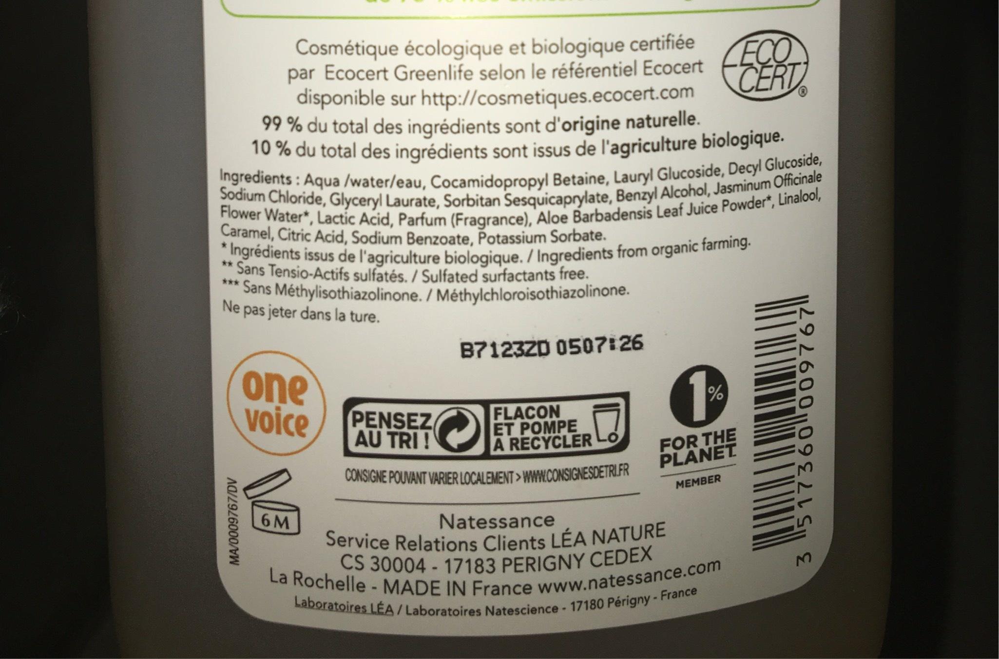 Natessance Gel Douche Jasmin