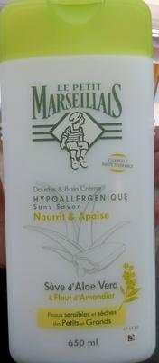 Douche et bain crème hypoallergénique sans savon - Seve d'aloe vera et fleur d'amandier