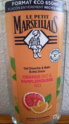 le Petit Marseillais gel douche et ben gel douche et bain extra-doux orange bio et pamplemousse bio