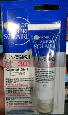 Ambre Solaire UV Ski 30 Combi 2in1 Crème protectrice + Stick lèvres protecteur