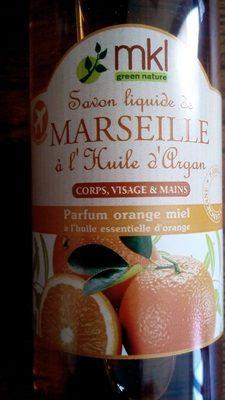 Savon liquide de Marseille à l'Huile d'Argan (parfum Orange Miel)