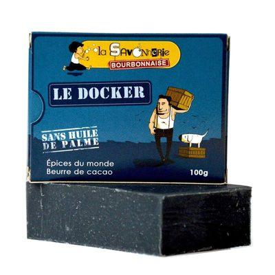 Savon "Le Docker" aux épices du monde, charbon et beurre de cacao 100% bio & vegan