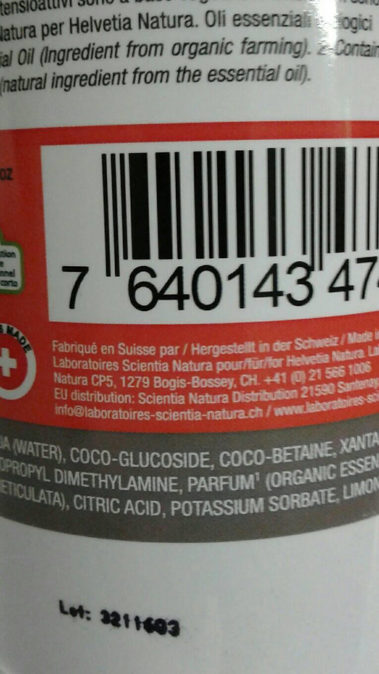 Shampoing Douche Mandarine Bio - 1L - Helvetia Natura