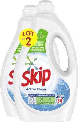 Skip Lessive Liquide Active Clean Lot 2 x 1,7l - 68 Lavages