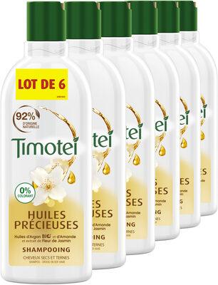 Timotei Huiles Précieuses Shampooing Femme aux Huiles d'Argan Bio, d'Amande, Fleur de Jasmin Cheveux Secs et Ternes Lot 6x300ml