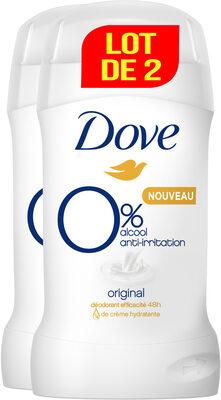 DOVE Déodorant Femme Stick Original 0% 2x40ml