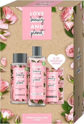 Love Beauty And Planet Coffret Shampooing, Gel douche, Masque en Tissu Beurre de Muru Muru et Rose x1
