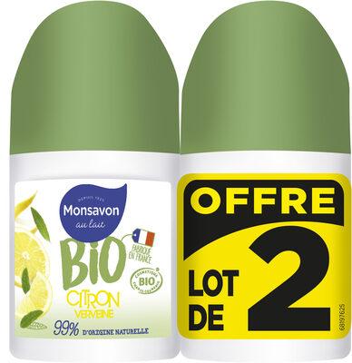 MONSAVON BIO Déodorant Femme Bille Citron Touche de Verveine 2x50ml