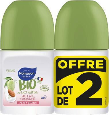 Monsavon BIO Déodorant Femme Bille Lait d'Amande 2x50ml