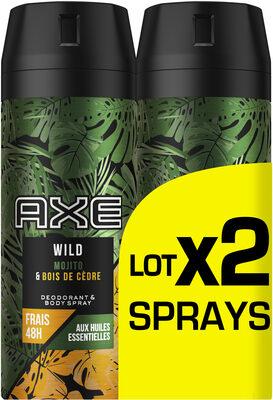 AXE Wild Déodorant Homme Spray Mojito & Bois de Cedre Lot 2 x 150ml