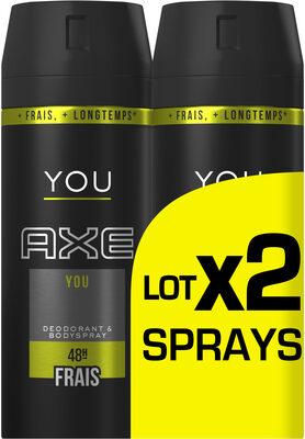 AXE You Déodorant Homme Frais Jour & Nuit Spray Lot 2x150ML