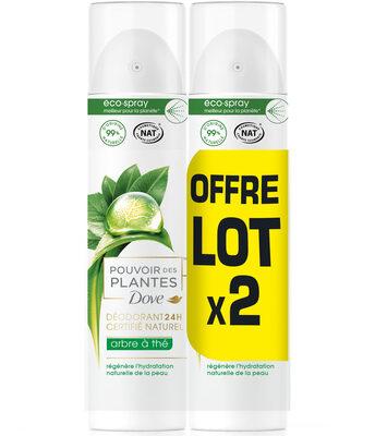 Dove Déodorant Femme Spray Pouvoir des Plantes Arbre à Thé 2x75ml