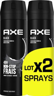 AXE Déodorant Bodyspray Homme Black 48h Non-Stop Frais 2x200ml