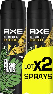 AXE Déodorant Homme Spray 48h Fraîcheur Wild 2x200ml