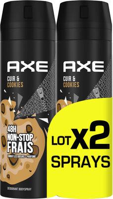 AXE Déodorant Bodyspray Homme Collision Cuir & Cookies 48h Non-Stop Frais Lot 2x200ml