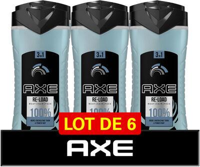 Axe Gel Douche 3-en-1 Homme Re-Load Frais et Vivifiant 6x400ml