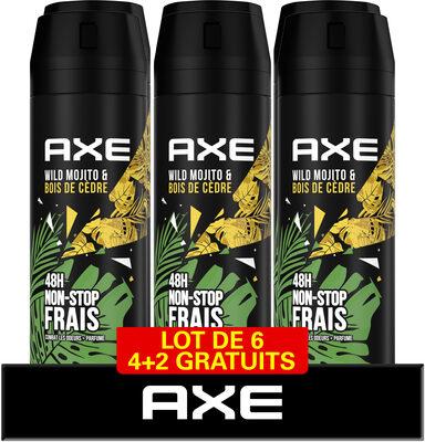 AXE Déodorant Bodyspray Homme Wild 48h Non-Stop Frais Lot 6x200ml GV
