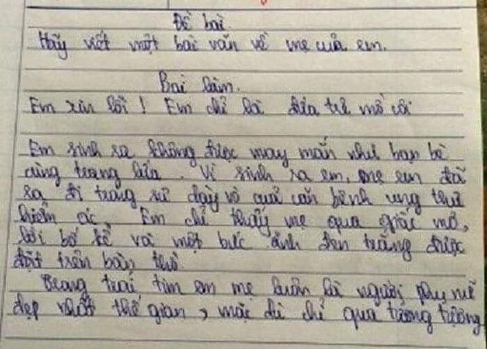 Bài văn tả mẹ ở thế giới bên kia khiến thầy giáo bật khóc