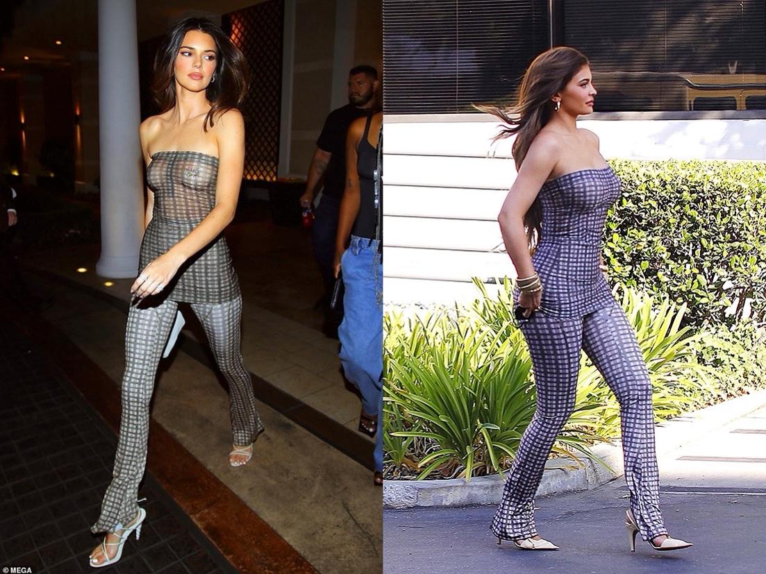 Kendall Jenner "thả rông" táo bạo trong thiết kế "đụng hàng" cô em Kylie
