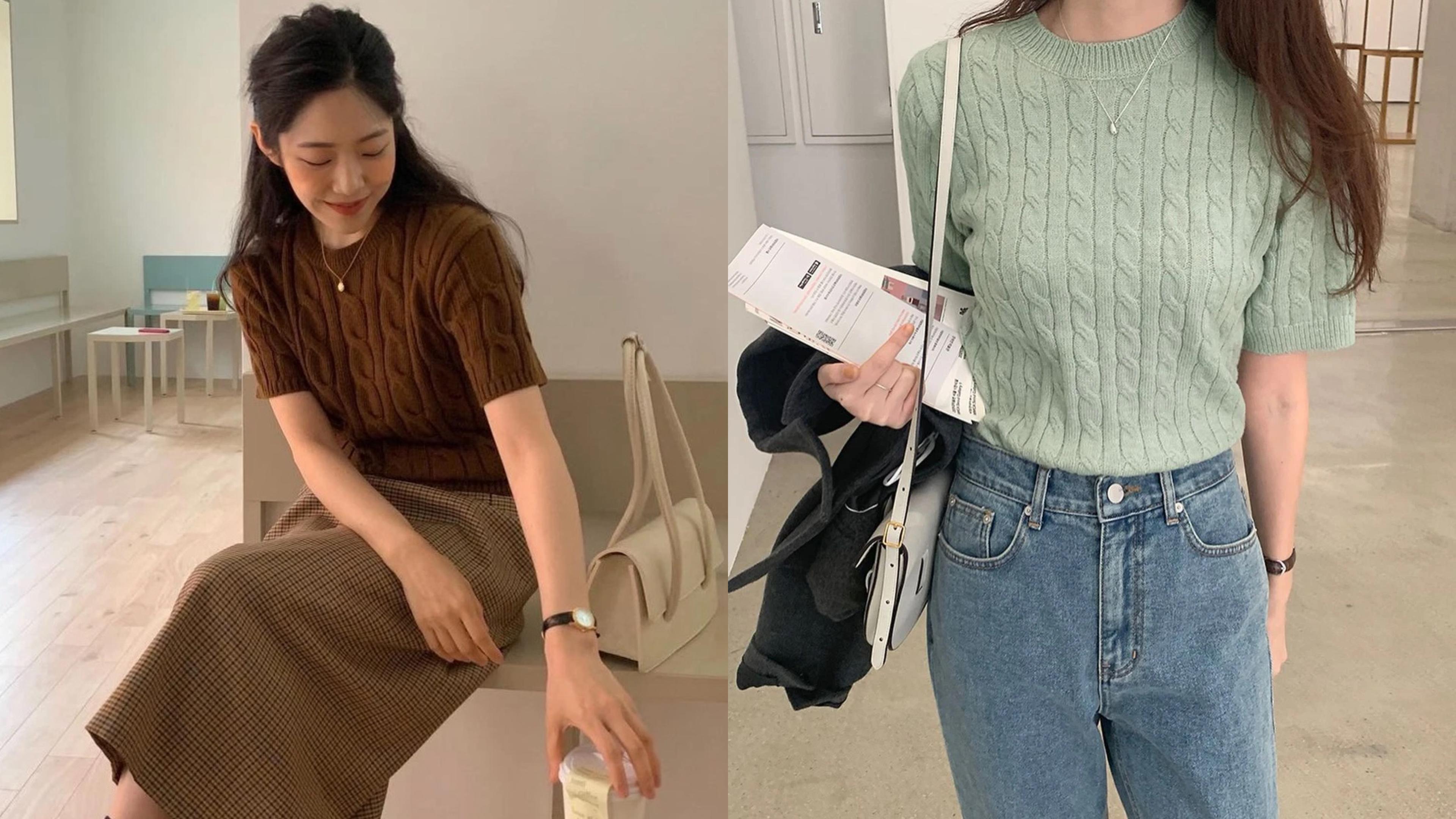 Gái Hàn có 4 cách diện áo len cộc tay xinh xuất sắc, các nàng học theo đảm bảo style chuẩn nàng thơ