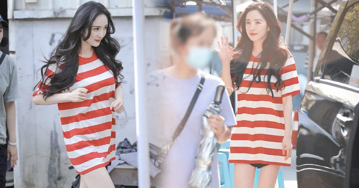 Dương Mịch khoe chân thon nuột nà và nhan sắc trẻ trung tại phim trường "Định Luật Tình Yêu 80/20"