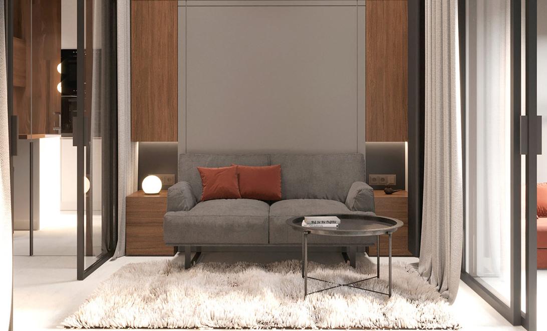 Căn hộ 30m² ấm cúng với thiết kế phòng khách và phòng ngủ “2 trong 1”