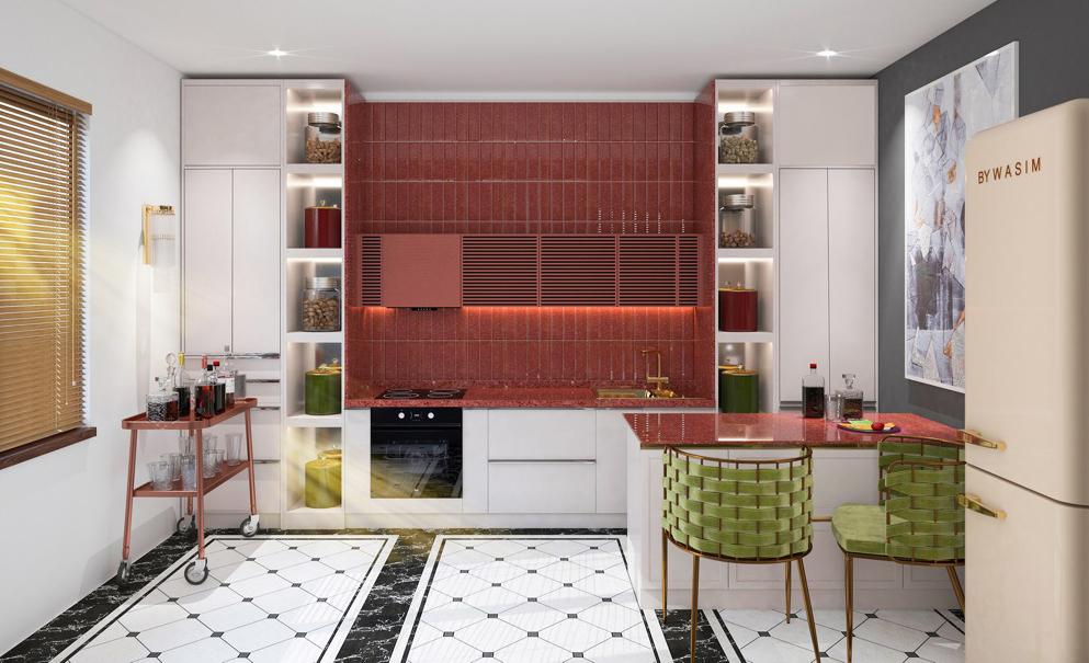 Màu đỏ, bí quyết mang cảm hứng mê say đến cho phòng bếp