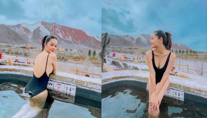 Phạm Quỳnh Anh mặc bikini tắm nước nóng 107 độ nhưng fan chỉ nóng lòng nhìn vòng 2