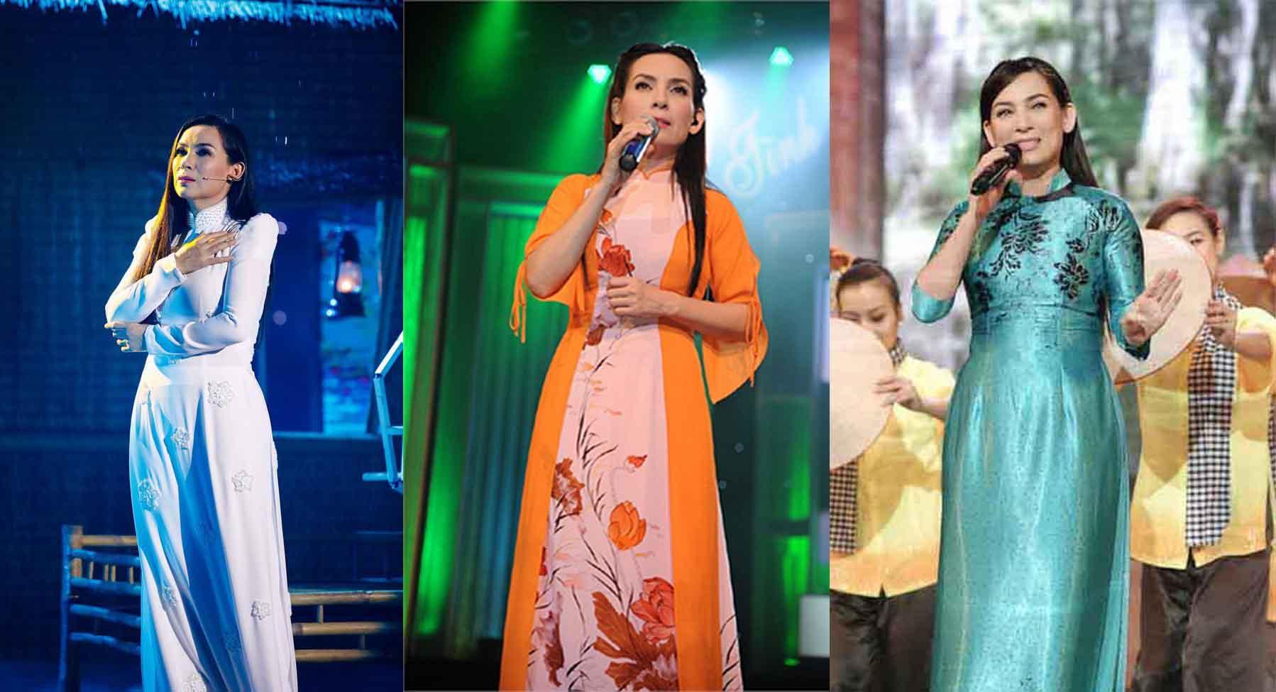 23 năm đi hát của Phi Nhung đều gắn bó với chiếc áo dài đậm đà bản sắc dân tộc