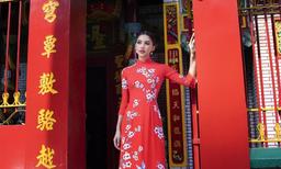 Hoa sen và những loài hoa thường được trang trí trên áo dài Tết nguyên đán