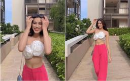 Đỗ Thị Hà mặc độc một chiếc áo bra ra đường