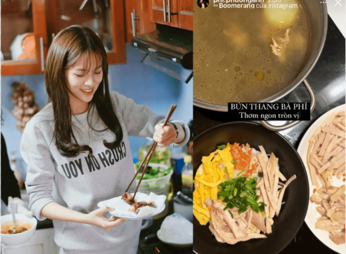 Phí Phương Anh khoe bún thang bà Phí, Trấn Thành có tô bún riêu chất lượng