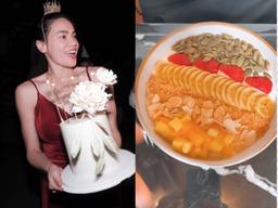 Đỗ Mỹ Linh ăn mì ly nhưng view chất lừ, Hà Hồ ăn healthy cho bữa ăn đầu tiên của tuổi mới