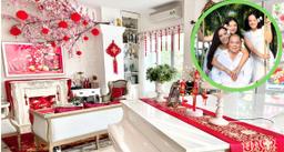 Sao Việt trang trí nhà Tết: Nhà Thuý Hạnh ngập sắc đỏ, nhà Cường Đô La góc nào cũng có hoa