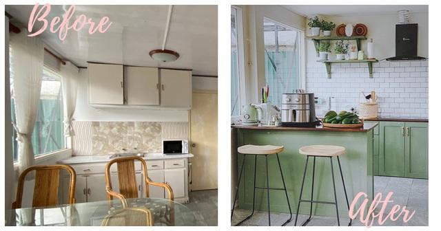 Căn bếp xanh bơ tuyệt đẹp với chi phí cải tạo 50 triệu của cặp vợ chồng trẻ