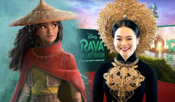 Nữ diễn viên đầu tiên được lồng tiếng cho Disney mặc áo dài trên thảm đỏ