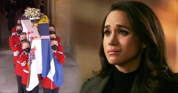 Meghan ở nhà theo dõi tang lễ, gửi vòng hoa và thư tay đến Hoàng thân Philip