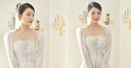 Sau áo dài 40 triệu, vợ Phan Mạnh Quỳnh tiếp tục diện váy cưới 87,5 triệu