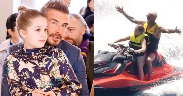 David Beckham cho con gái Harper 10 tuổi lái mô tô nước dù vừa bị cảnh sát nhắc nhở